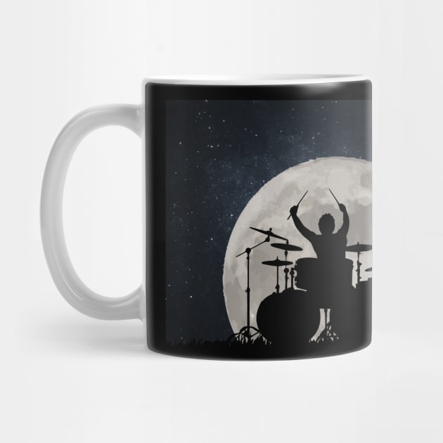 Drummer Playing Drums In Moon Space Solar System by mrsmitful01